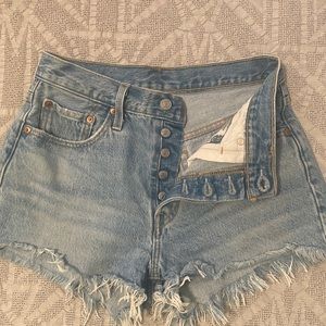 Levi’s 501 High Waisted Cut Off Denim Shorts